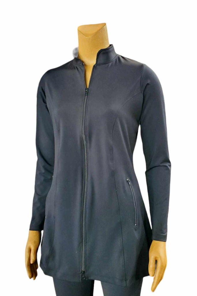 Hip length black jacket