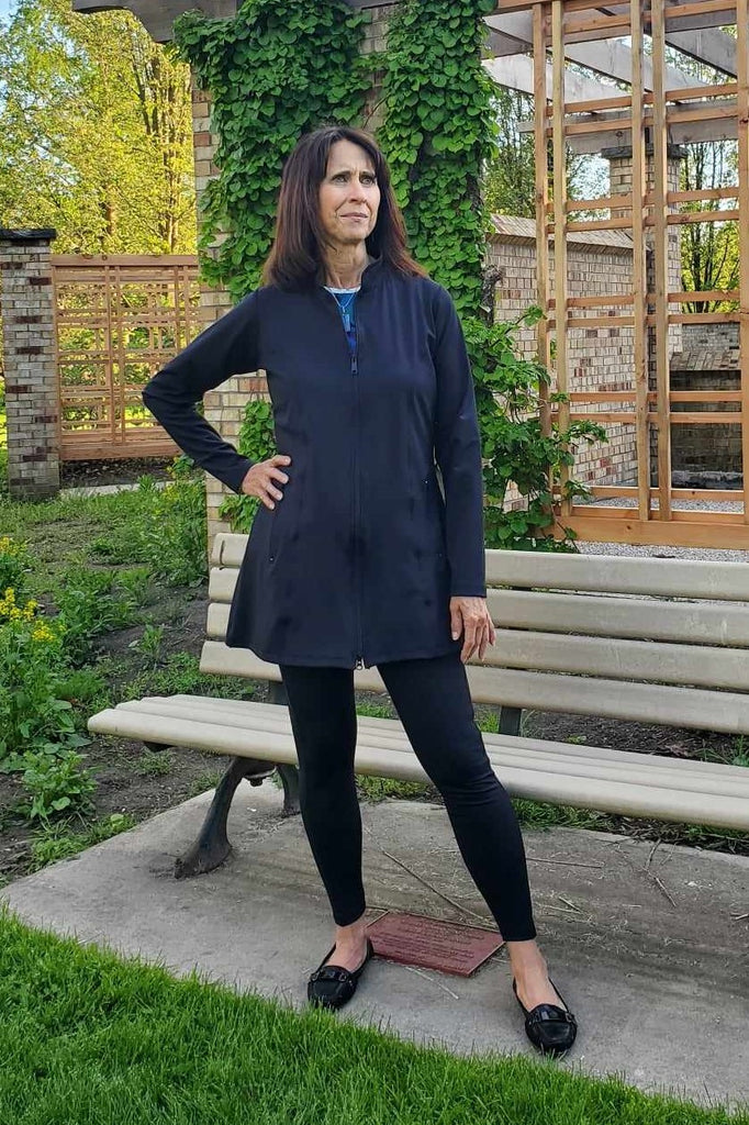 Hip length black jacket