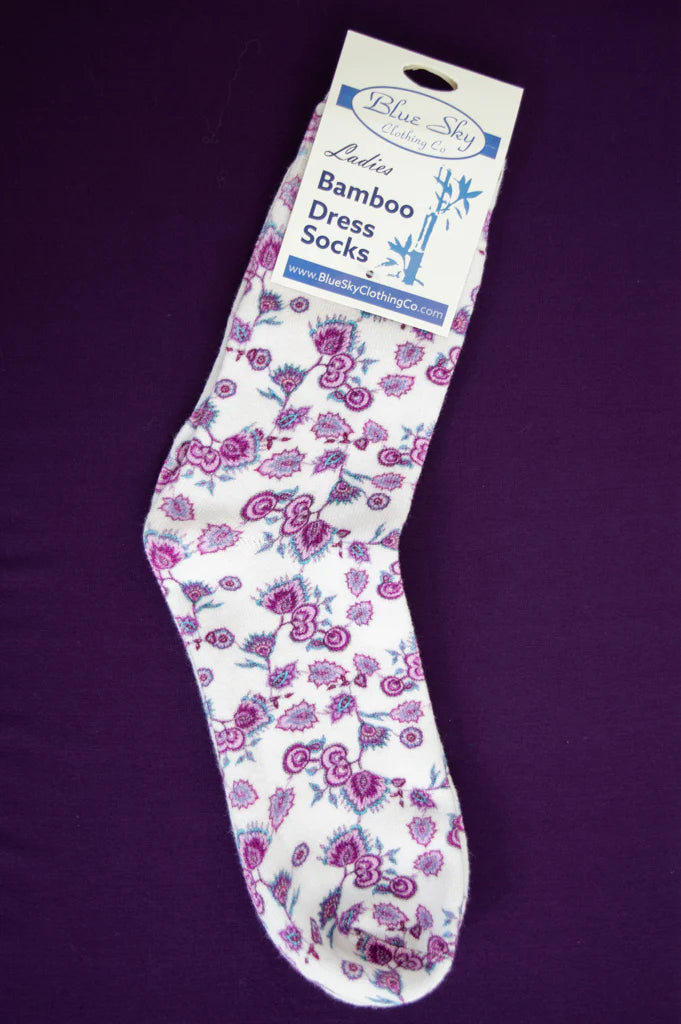 Soft antibacterial bamboo socks floral pattern