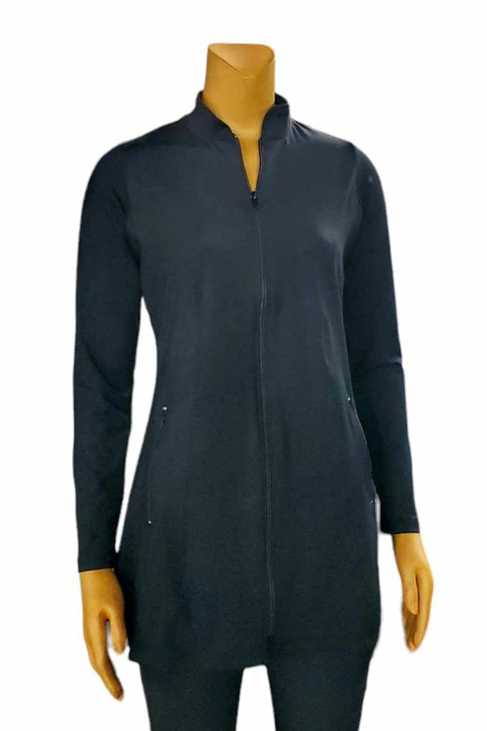 Hip length black jacket