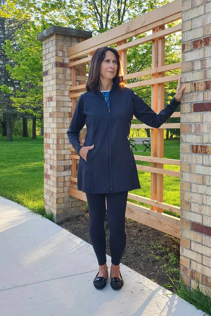 Hip length black jacket
